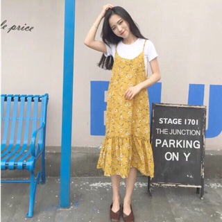 Set yếm hoa nhí ullzzang - còn vàng