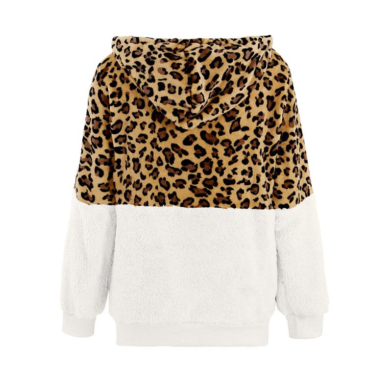 Áo Khoác Giả Lông Cừu Tay Dài Có Khóa Kéo Họa Tiết Da Báo Thời Trang Thu Đông Cho Nữ