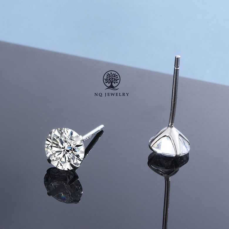 Bông tai nụ đít đẩy bạc S925 - Bông tai nụ bạc - NQ Jewelry