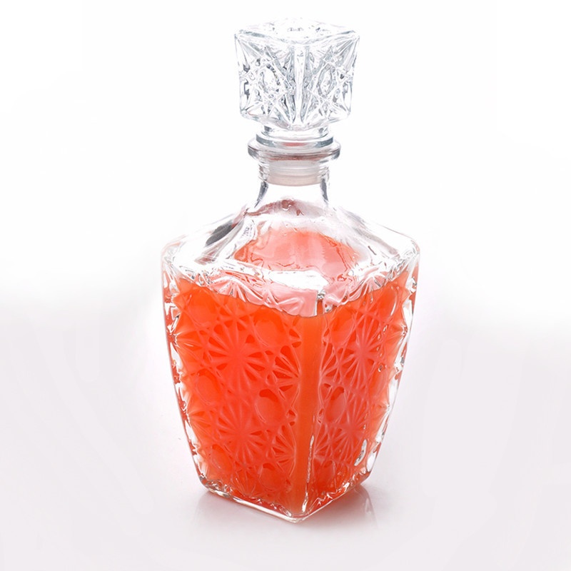 VỎ BÌNH ĐỰNG RƯỢU THUỶ TINH 500ml 750ml MẪU CHAI VUÔNG HOA VĂN NỔI SANG TRỌNG