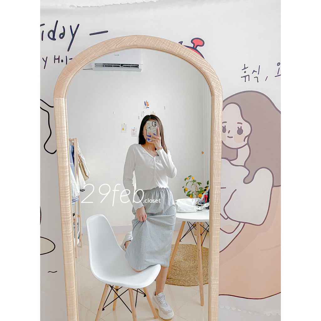 Chân váy cotton suông xẻ sau (Ảnh thật)