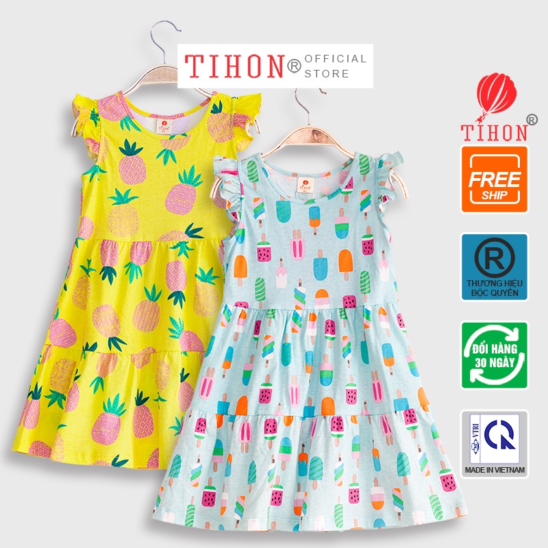 Váy Bé Gái TIHON 100% Cotton Họa Tiết Siêu Dễ Thương