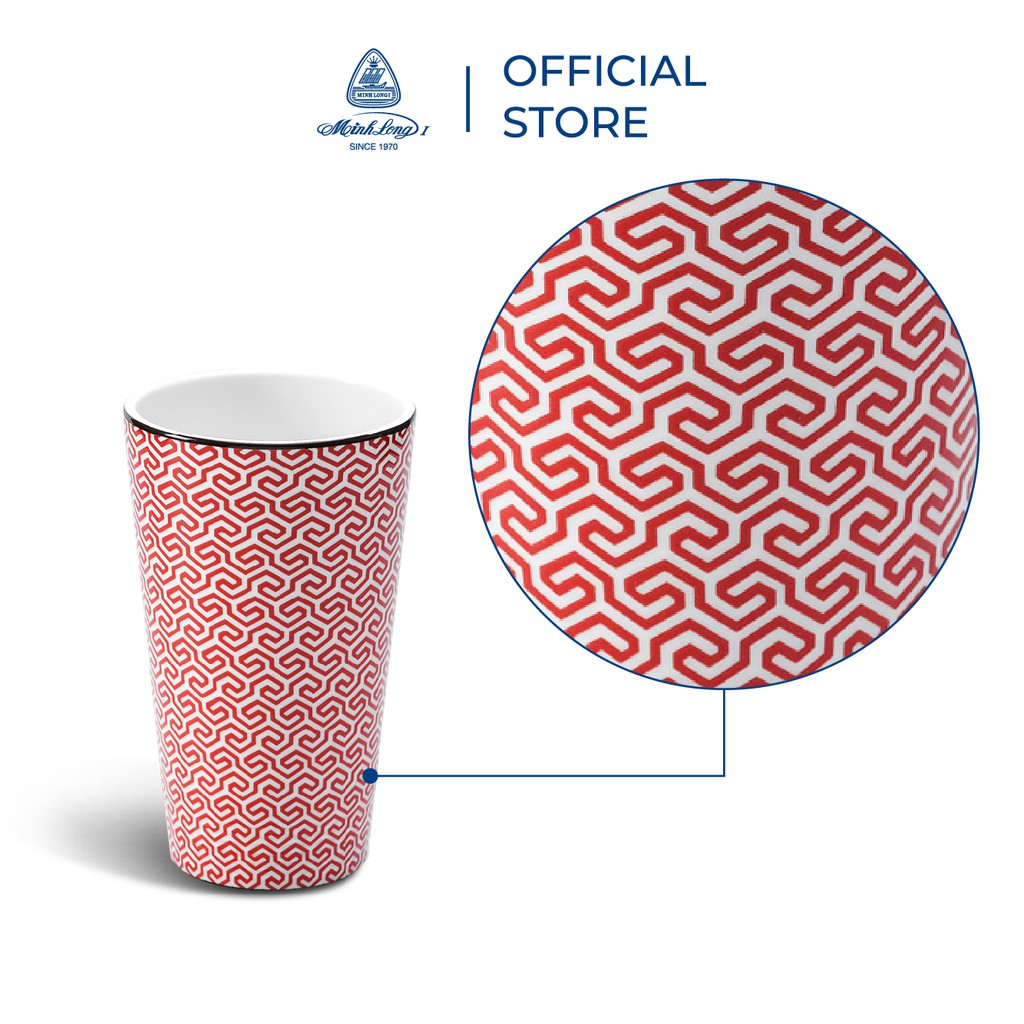 Ly Sứ Dưỡng Sinh Minh Long 0.48 L - Nắp Ống Hút  - Red Karakusa