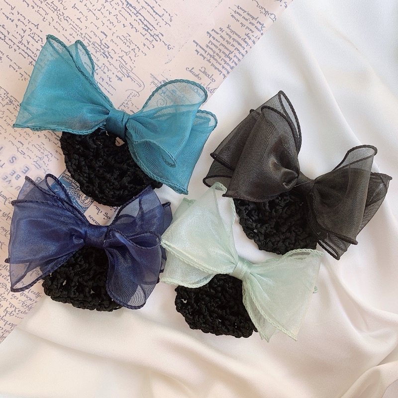 Búi tóc lưới công sở nơ voan ba lớp hàng thiết kế L2