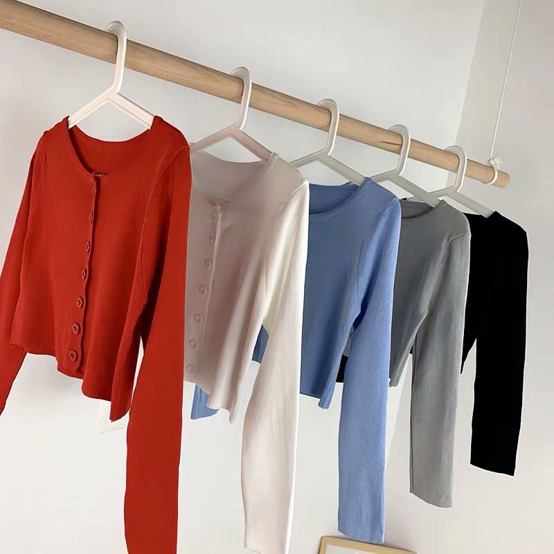 Sale !!! Áo khoác cardigan dệt kim dáng croptop áo khoác len mỏng lửng