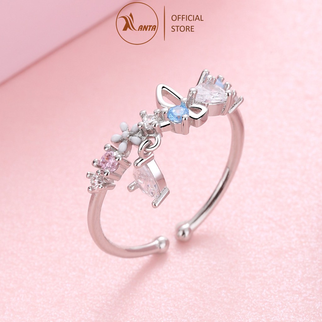 Nhẫn hoa, đính đá pha lê nhân tạo cá tính cho nữ ANTA Jewelry - ATJ7034