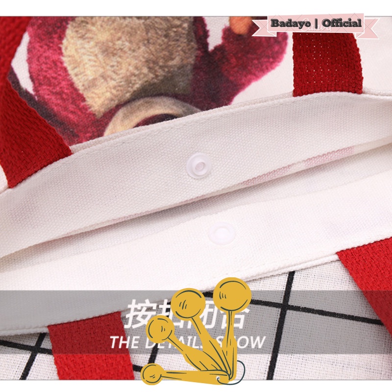 Túi gấu  LOTSO - Túi đeo vaivải canvas in hình gấu/ dâu tây thời trang dễ thương (sỉ hot)