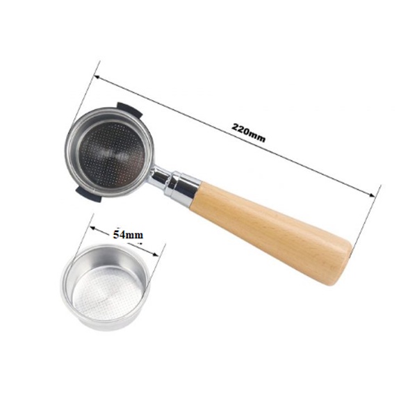 Tay cầm cho máy pha cafe Breville không đáy cán gỗ 54mm