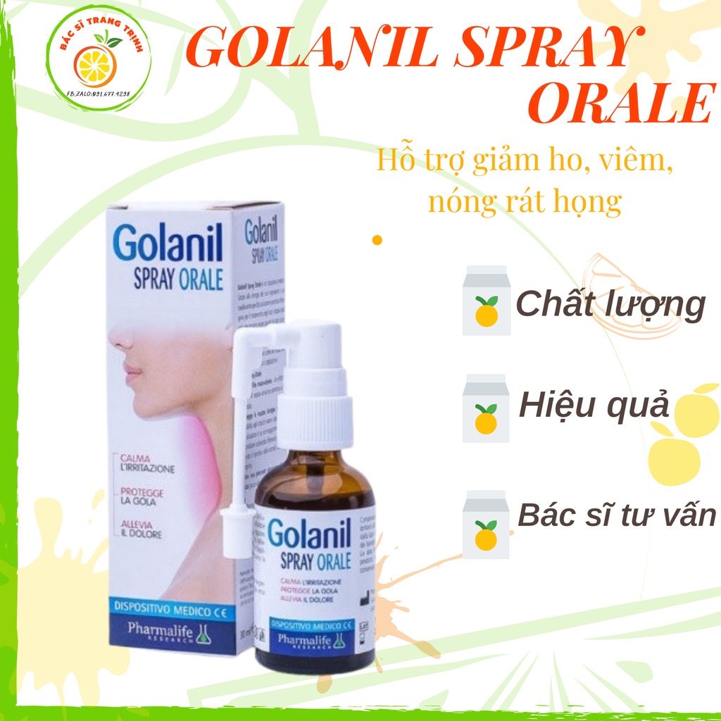 Golanil Spray Orale - Giúp giảm ho, viêm họng, nóng rát họng, tăng cường hệ miễn dịch