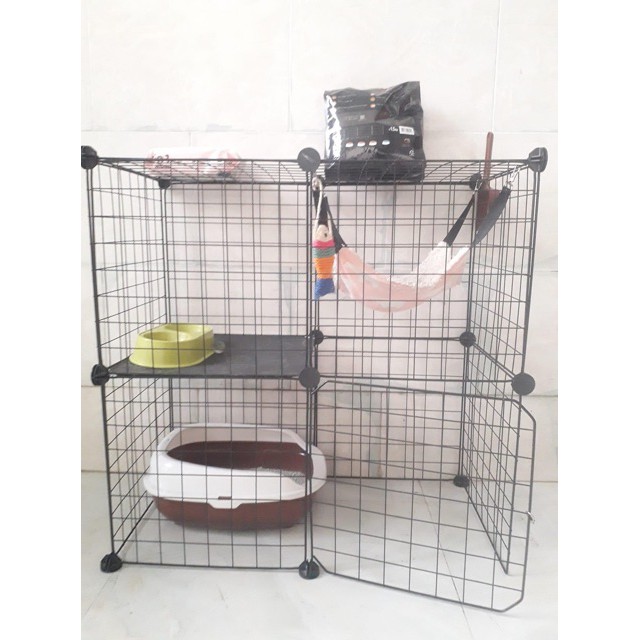 &lt; Tặng Dây Rút , Cầu Thang , Búa Gỗ &gt; Combo Chuồng Mèo 2 tầng - kích thước : 72 x 37 x 72 cm.