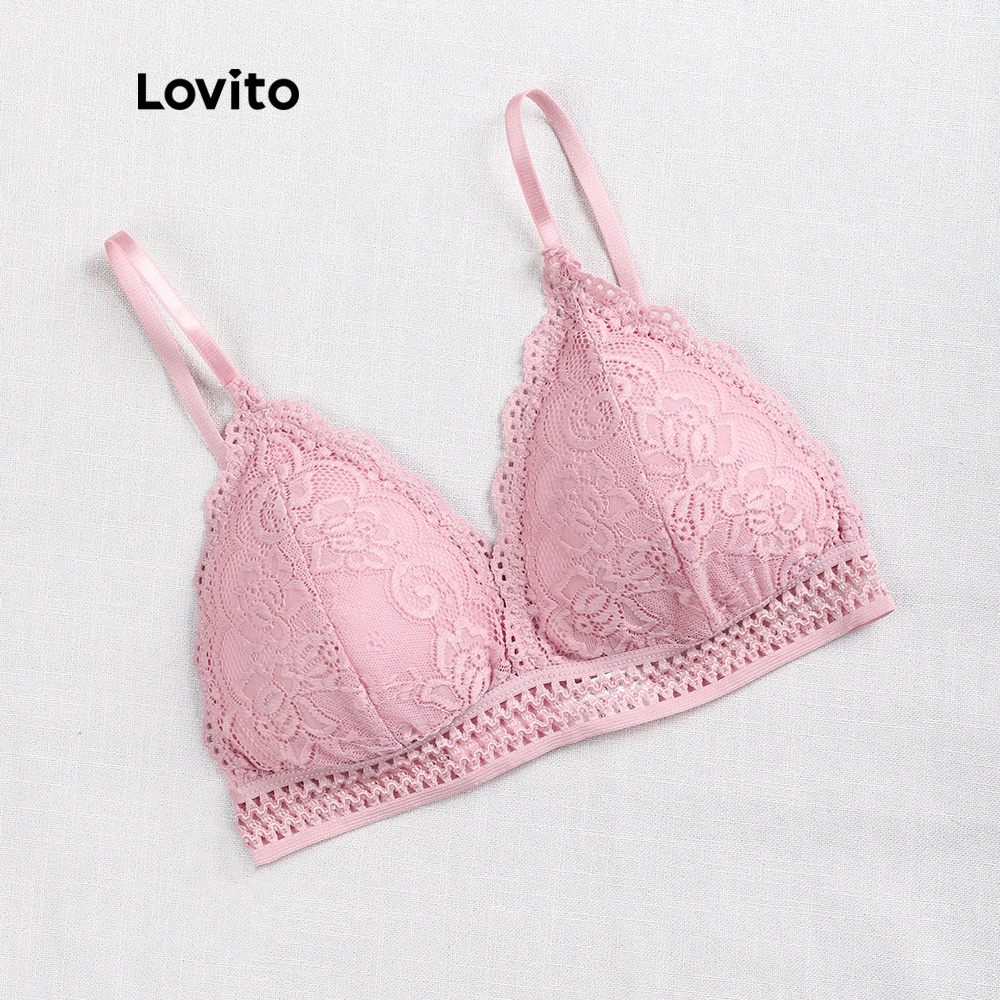 Áo lót Lovito thiết kế lưng đẹp phối ren đơn giản L00301 (hồng/đỏ) | BigBuy360 - bigbuy360.vn