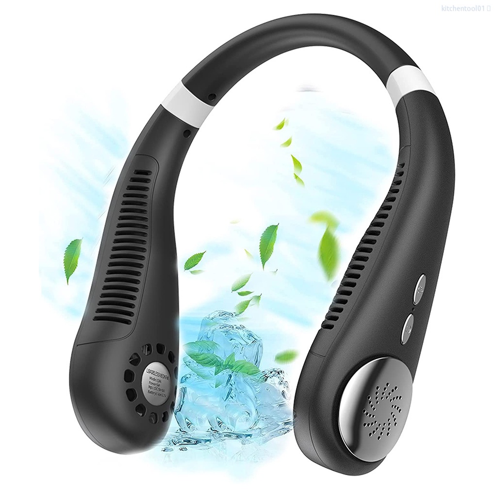 Quạt làm mát đeo cổ 5W màu đen điều chỉnh được sạc lại được sử dụng tiện lợi