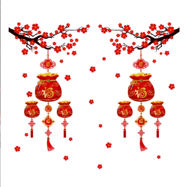 Decal Tết ⚡️𝐅𝐑𝐄𝐄 𝐒𝐇𝐈𝐏⚡️ Decal dán tường Tết mã ĐÀO TÀI LỘC - PVC chống thấm nước, keo siêu dính