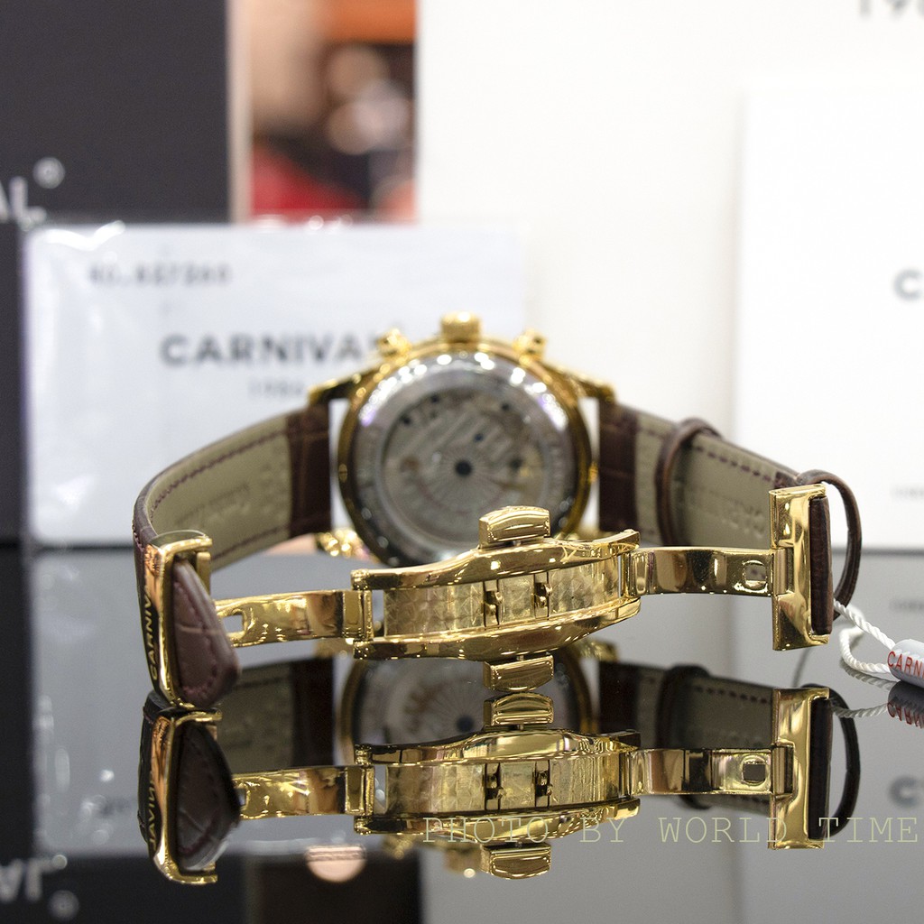 Đồng hồ nam Carnival 8670G máy Automatic, full box, kính sapphire chống xước, chống nước, dây da cao cấp, bảo hành 3 năm