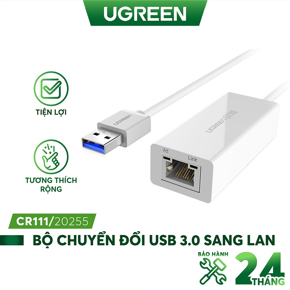 Bộ chuyển đổi USB 3.0 sang LAN 10/100/1000 Mbps UGREEN CR111