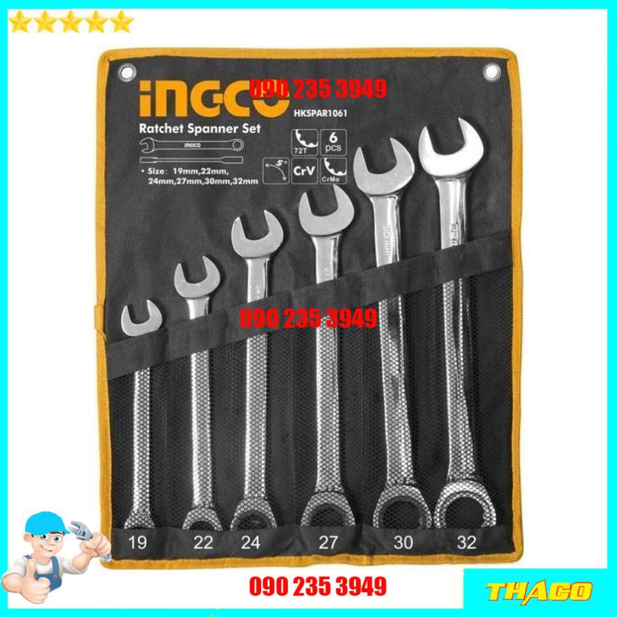 Bộ 6 cờ lê miệng vòng 2 chiều kích thước 19-32mm Total Ingco chất liệu Cr-v bền bỉ chắc chắn 1234