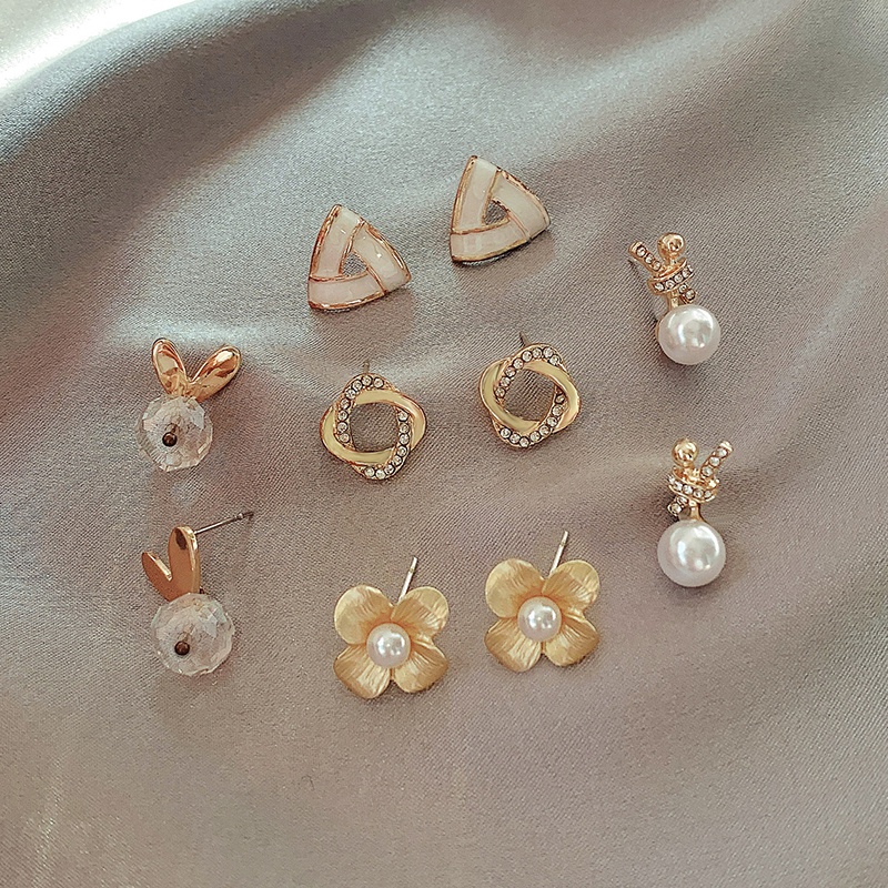 Bông Tai Kim Bạc Đính Ngọc Trai Đơn Giản