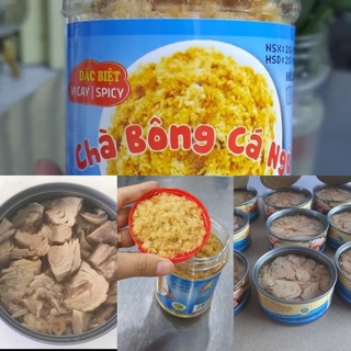 Combo 5 lon cá ngừ ngâm dầu it vụn 160g và 1 hũ chà bông cá ngừ 100g