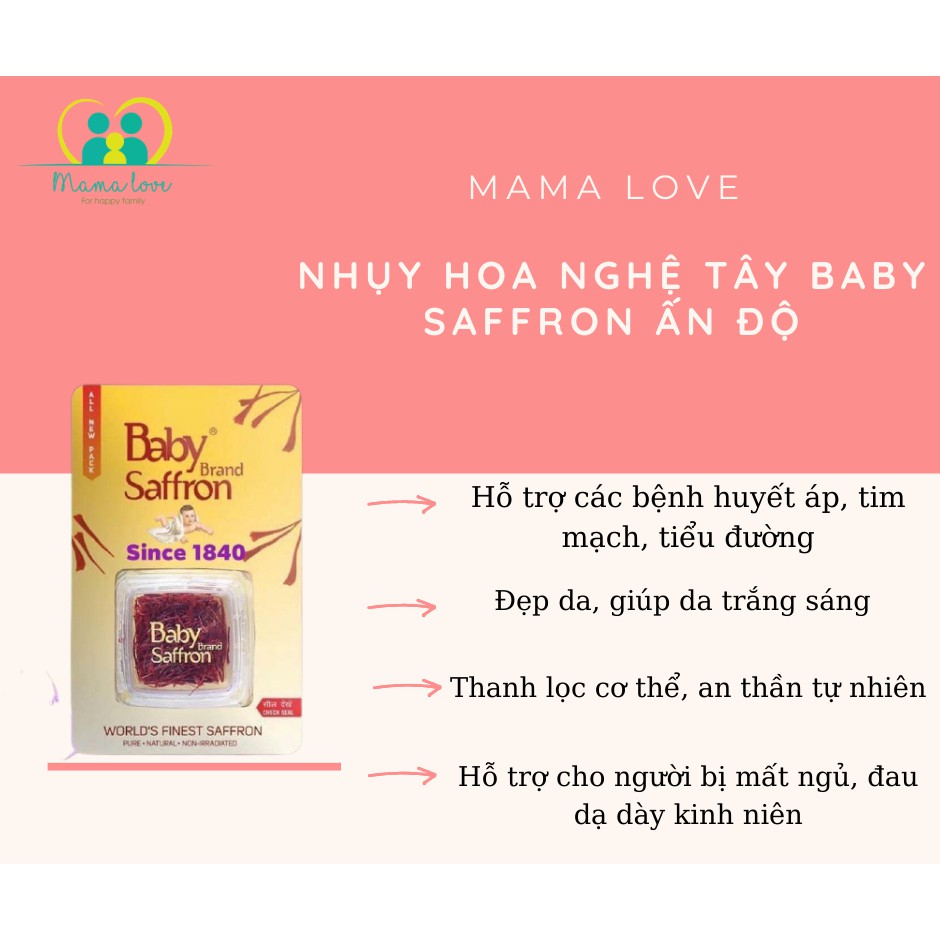 Nhuỵ Hoa Nghệ Tây BABY SAFFRON - Deluxe Mogra số 1 Ấn Độ loại hộp 1gr CHÍNH HÃNG