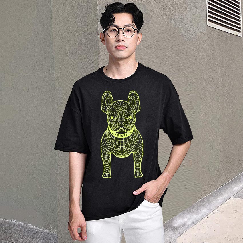 Áo thun, áo phông nam nữ form rộng T&amp;T in hình LifeWork-LW001 (đen- trắng) chất liệu cotton mềm mát