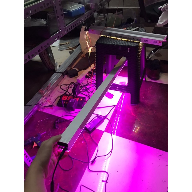 Đèn hồ cá rồng, hồng két 1m máng nhôm 144 LED 5054 màu hồng 28w