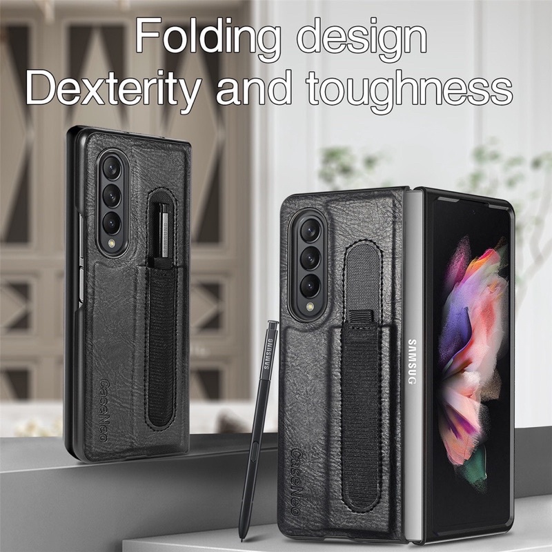 Ốp lưng da cho Samsung Z Fold 3 5G có khay cài thẻ -2 mảnh - Sang trong cao cấp