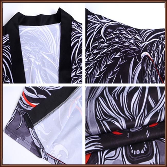 Áo Khoác Kimono Tay 3/4 Dáng Rộng In Hình Rồng Phong Cách Trung Hoa Cho Nam Và Nữ