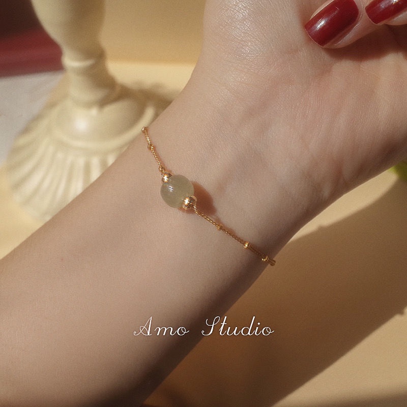 ❤zheting❤Vòng Tay Chuỗi Hạt Đá Ngọc Bích Nhân Tạo Thời Trang Cho Nữ