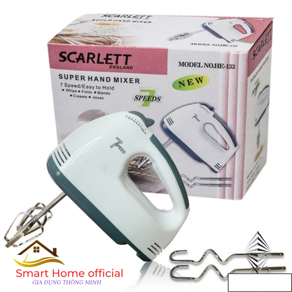 Máy đánh trứng Ecozy cầm tay scarlett 7 tốc độ mini để bàn đa năng trộn bột làm bánh tiện lợi