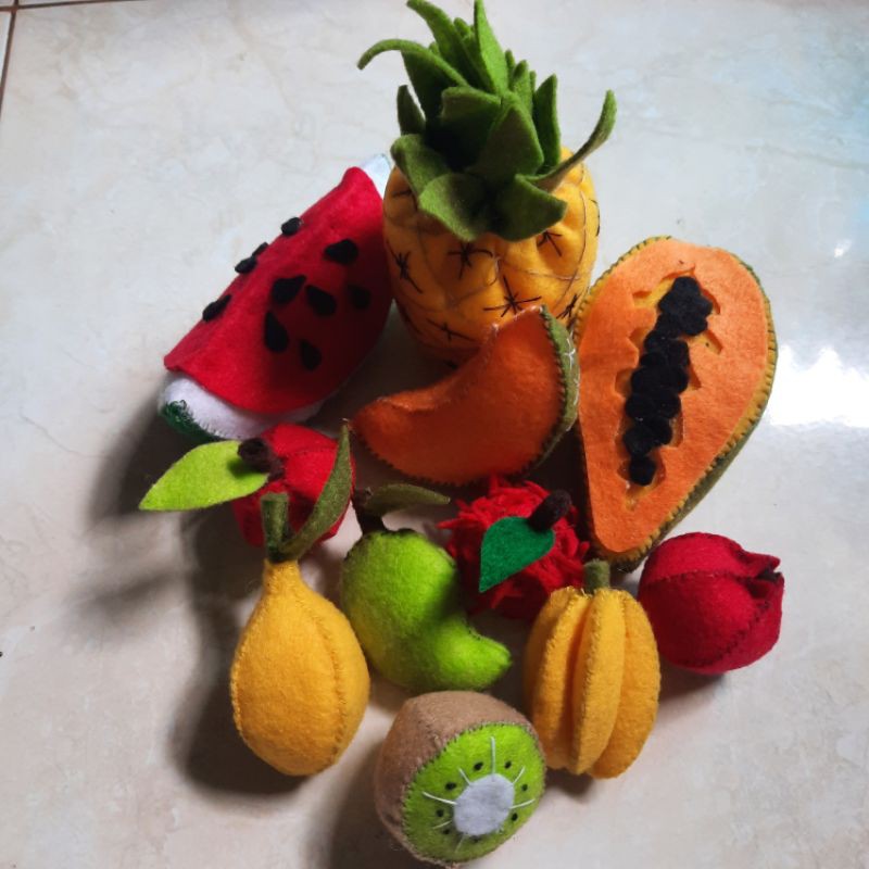 Dụng cụ cắt rau củ và trái cây bằng vải nỉ (Màu Be request)