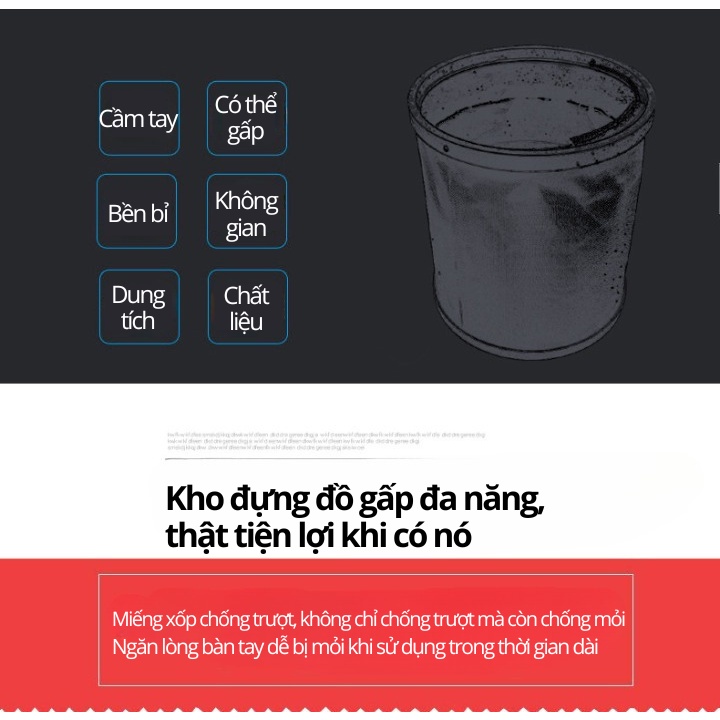 Xô Gấp Gọn Đa Năng Du Lịch Nâng Cấp 2000D Xô Câu Cá Loại Lớn Đỏ Trangdiemxe 6 By-463