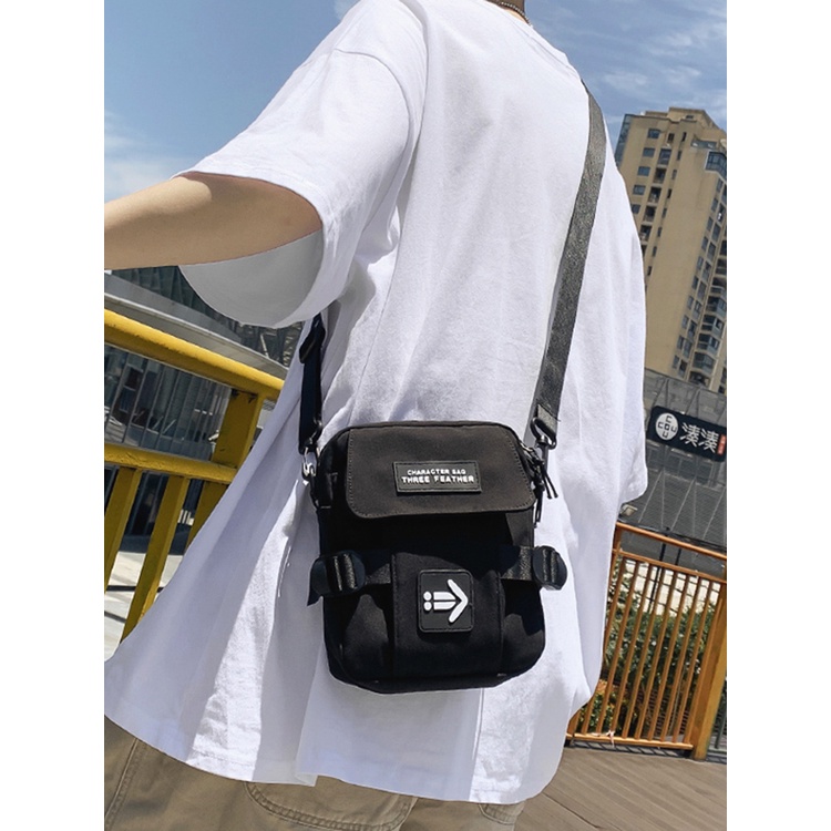 Túi đeo chéo nam nữ vải canvas 3 ngăn thời trang Hàn Quốc đi học đi chơi-Hot 2022 Garemstore