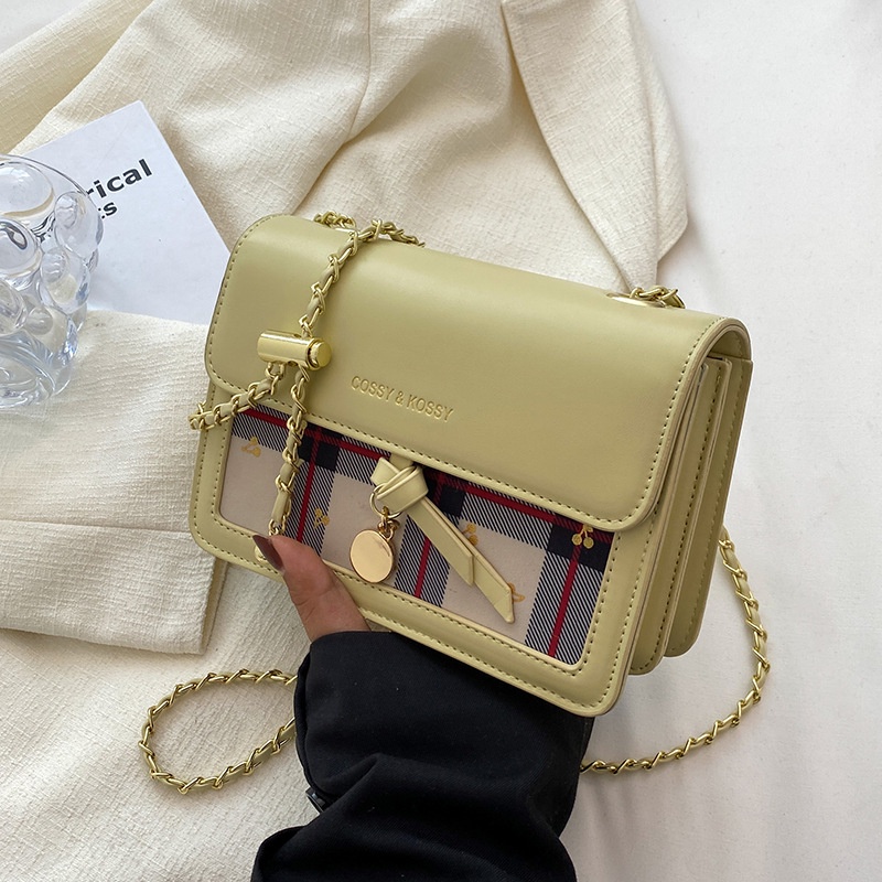 Túi Đeo Chéo Hình Vuông Cỡ Nhỏ Phối Dây Xích Thời Trang Cho Nữ