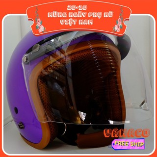 FREESHIP - [SIÊU RẺ] MŨ BẢO HIỂM 3/4 (MÀU TÍM) SƠN BÓNG_LÓT NÂU_THỜI TRANG_AN TOÀN_CAO CẤP