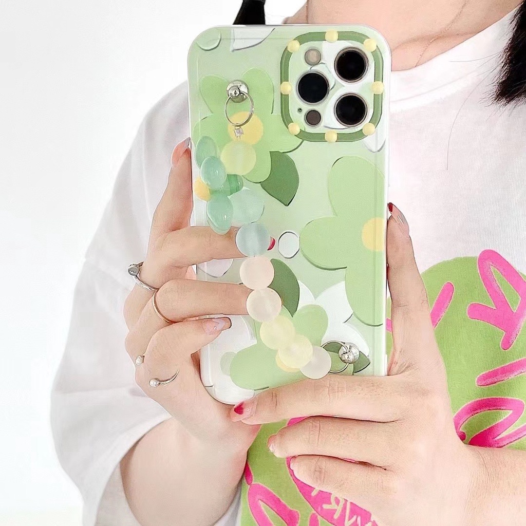 Ốp điện thoại họa tiết hoa lan xinh xắn kèm dây đeo thích hợp cho Iphone 12 Pro Max 11 Pro Max Xs Max Xr X 7 8 Plus