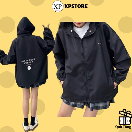 XPstore Áo Khoác dù jacket ullizang unisex Nón Rời form unisex (Ảnh thật)
