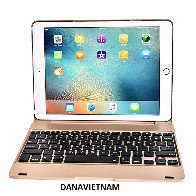 Bàn phím Bluetooth  F19A/ F19B cho iPad Pro 9.7''/ iPad Air/ iPad Air 2 (Gold) Tặng tai nghe iPhone