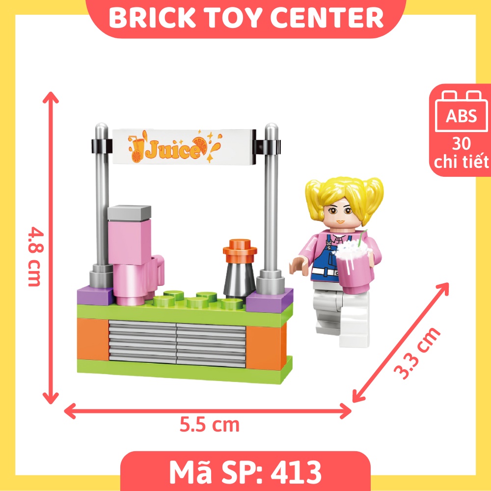 Đồ chơi lắp ráp cho bé gái mô hình 6 nhân vật dễ thương tập đàn, lái xe ô tô, tập nấu ăn 30 chi tiết