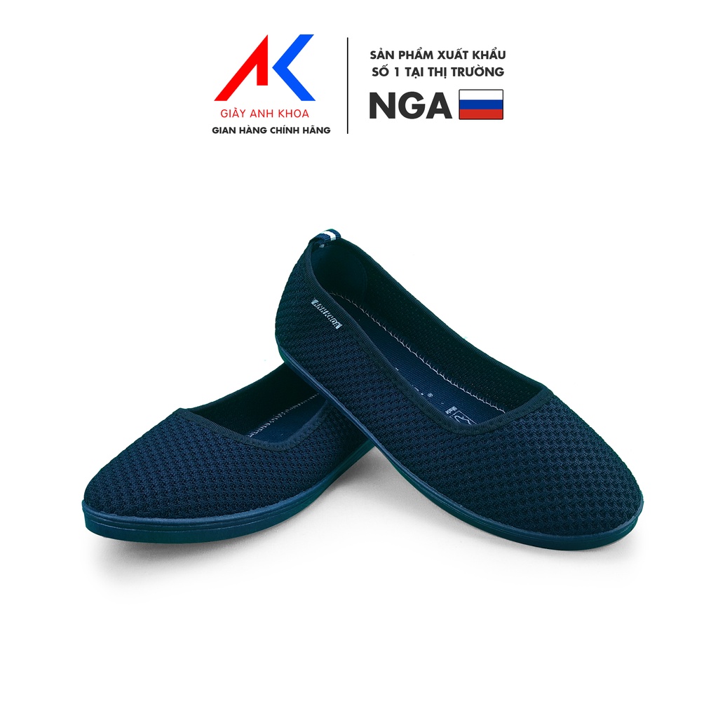 Giày lười nữ không dây, giày slip on nữ cá tính chất liệu vải dệt Knit thoáng mát ANH KHOA 85LEN