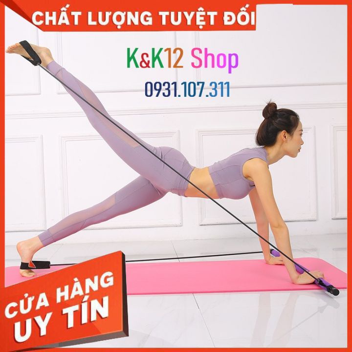 Thanh tập Yoga. Thanh tập cơ Mông Đùi pilates bar Topbody có dây kháng lực dụng cụ tập toàn thân.