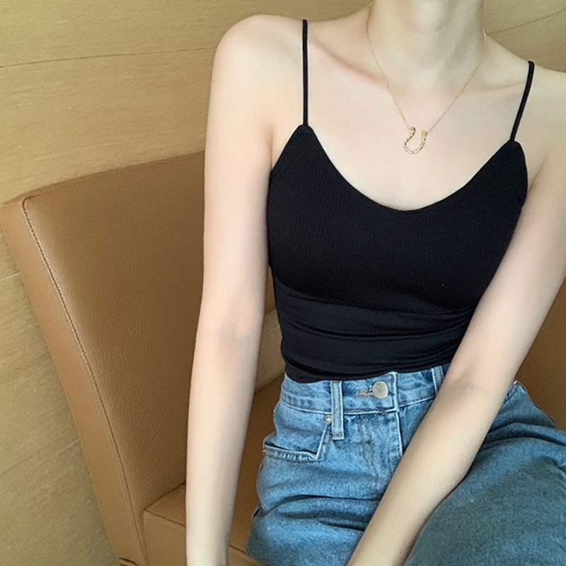 Áo hai dây SUXI có mút đệm ngực màu trơn thời trang xuân hè cho nữ