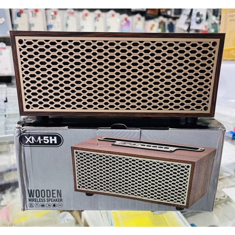 Loa Gỗ mini KACOCON Mã MX5H Không Dây Trang Trí Nghe Nhạc Âm Bass Cực Hay Pin Trâu