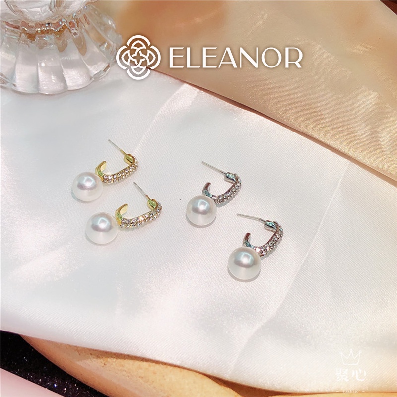 Bông tai nữ đính đá ngọc trai nhân tạo chuôi bạc 925 Eleanor Accessories phụ kiện trang sức Hàn Quốc