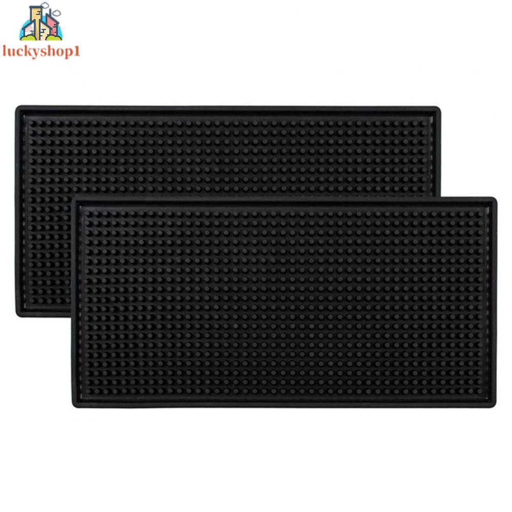 1 Miếng Lót Ly Bằng Cao Su PVC Dày Chống Trượt Màu Đen Hình Chữ Nhật