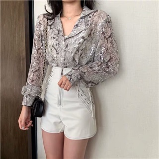 [ORDER] Set quần da mềm áo hoạ tiết da rắn quảng châu (có ảnh thật)