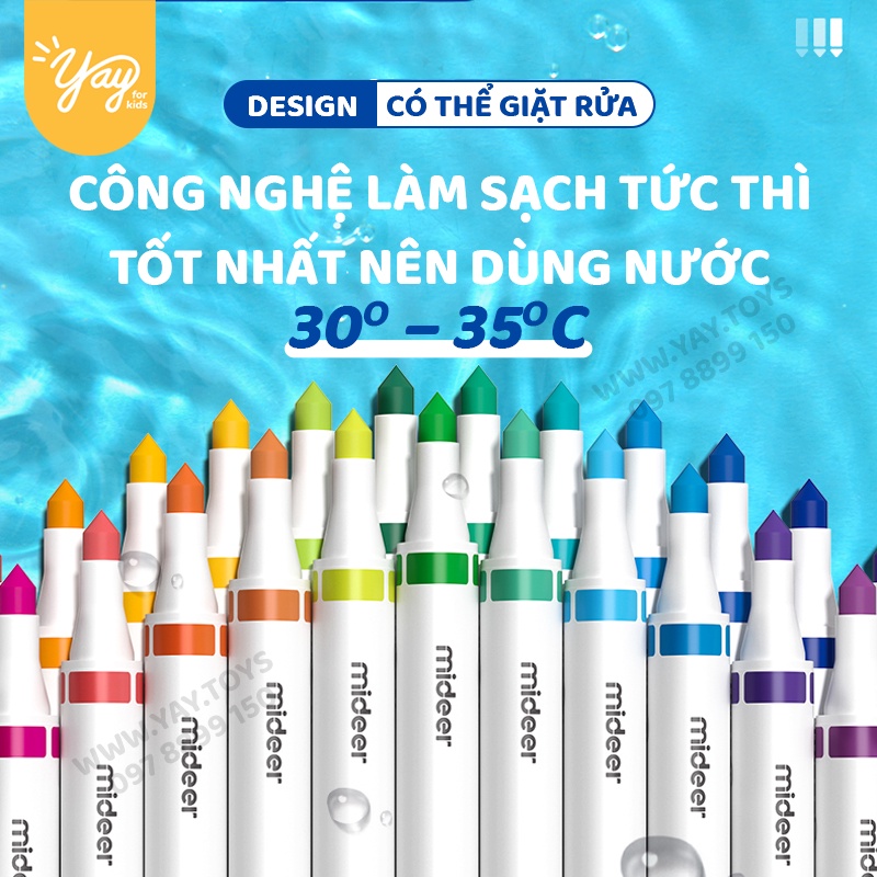 [RẺ VÔ ĐỊCH] Bút Lông Màu Nguyên Liệu An Toàn Dễ Dàng Tẩy Rửa Mideer  - washable marker mideer