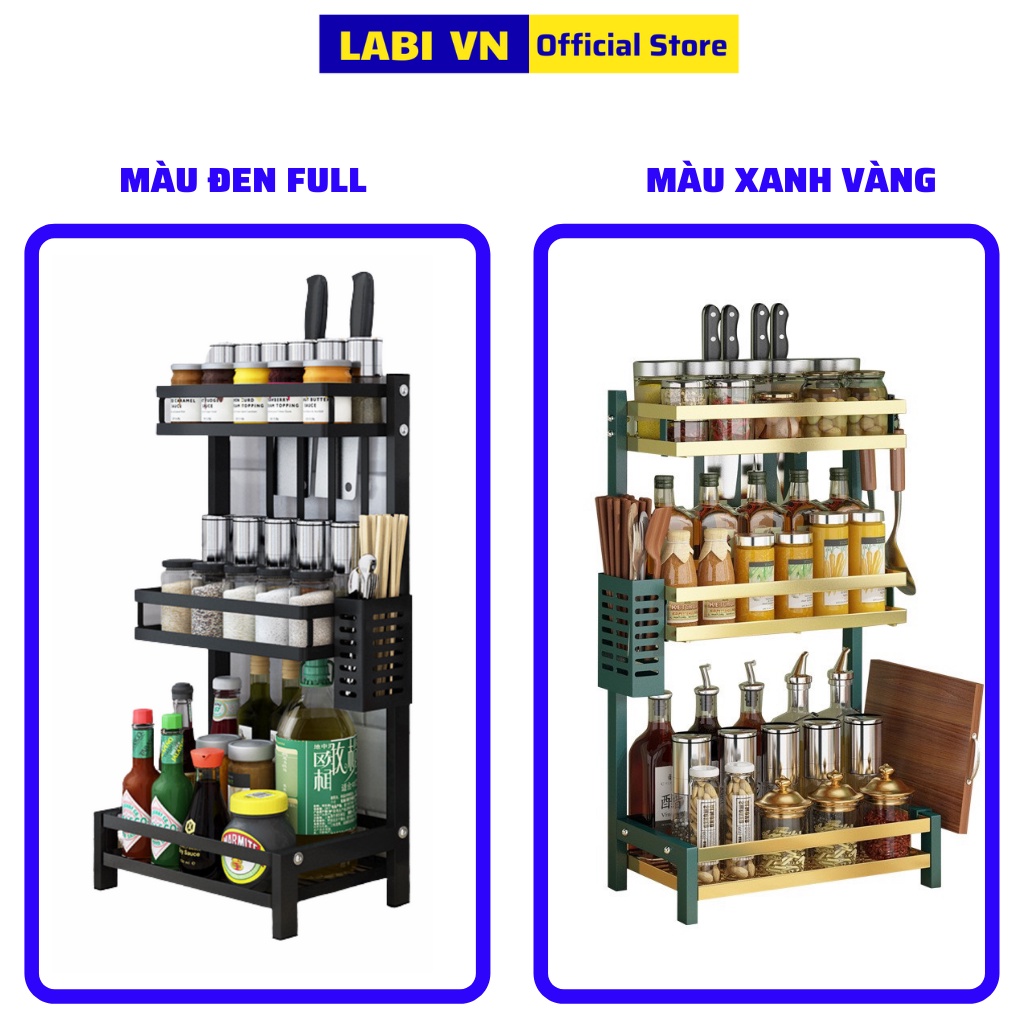 Kệ đựng gia vị nhà bếp LABIVN LB069 với  2 tầng, 3 tầng thông minh, 3 màu lựa trọn, thép Cacbon 5 lớp, không gỉ