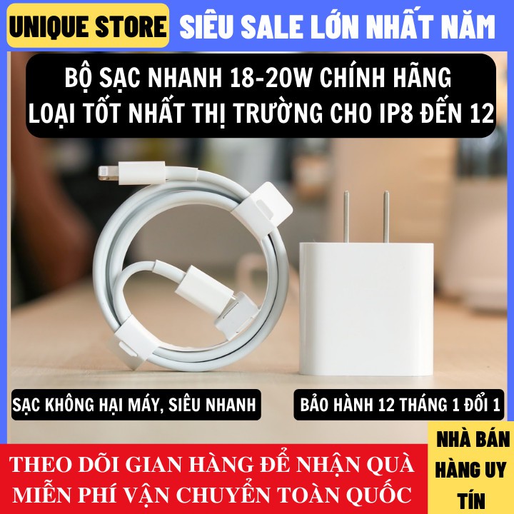 Bộ Sạc Nhanh Iphone 18W 20W PD Cáp C To Lighting Chất Lượng Bảo Hành 12 Tháng