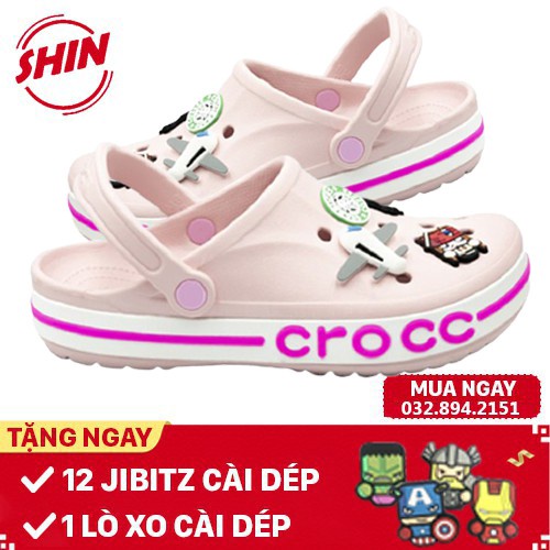 dép cross đế bánh mì họa tiết hồng viền hồng đậm SHINCROSSGB5 tặng 12 sticker cross