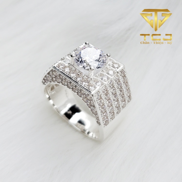 Nhẫn nam Bạc ý 925 thiết kế 3D đính full đá cao cấp, sang trọng RM0078 Trang sức Toàn Cầu TCJ